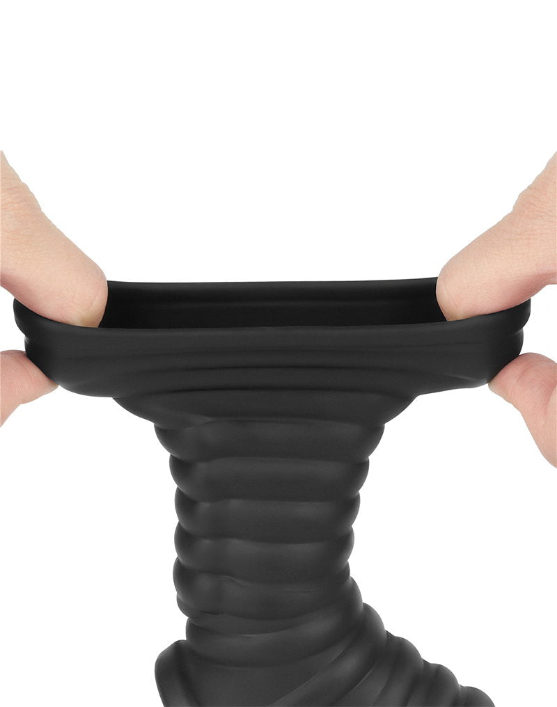 LoveToy - Wave Knights Ring - Vibrierende Penis- und Hodensackmanschette (Ø 2,8 cm) - Schwarz