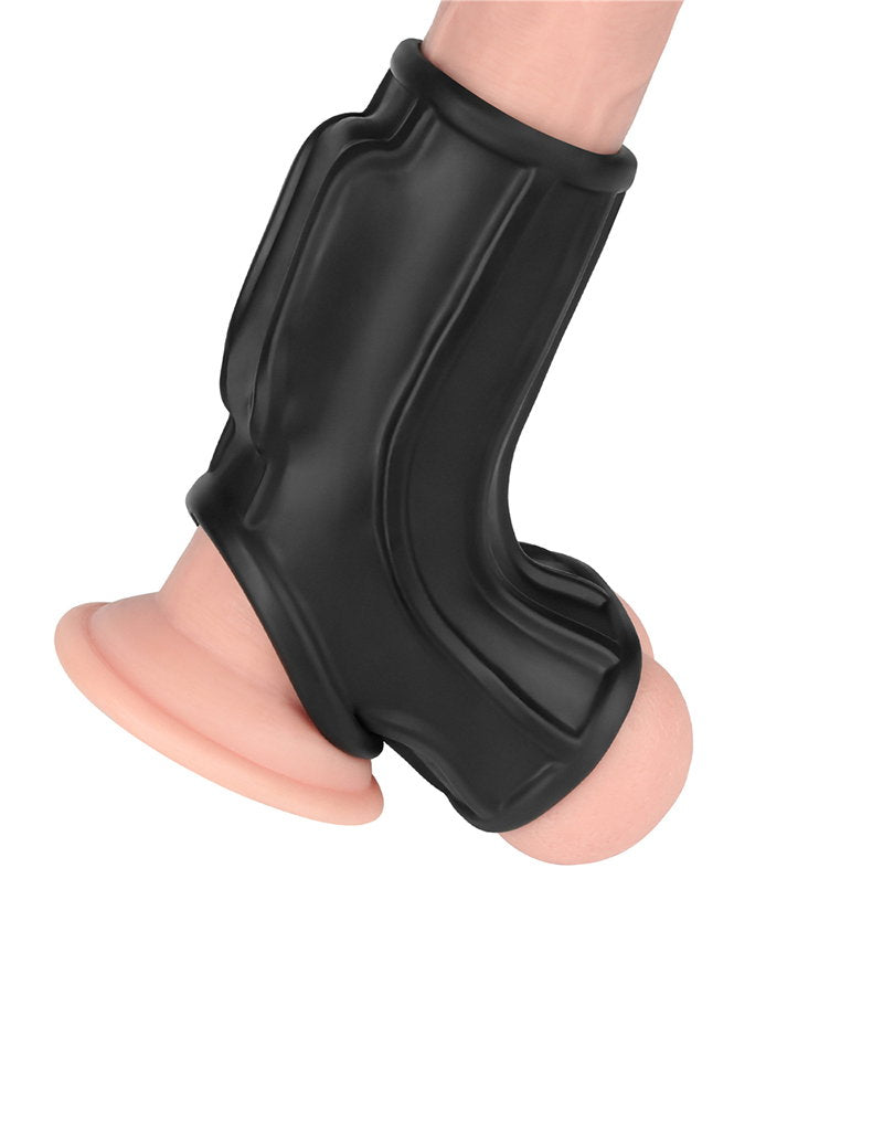 6: LoveToy - Ridge Knights Ring - Vibrierende Penis- und Hodensackmanschette (Ø 2,8 cm) - Schwarz
