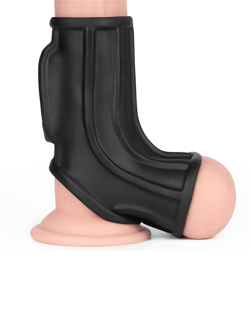 LoveToy - Ridge Knights Ring - Vibrierende Penis- und Hodensackmanschette (Ø 2,8 cm) - Schwarz