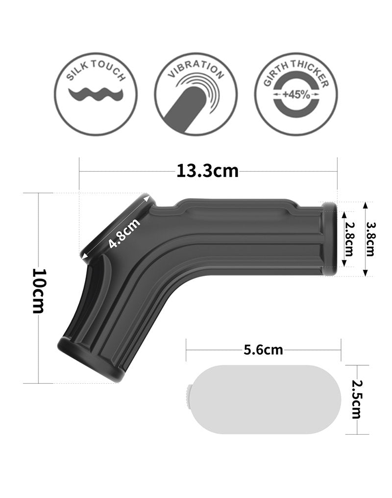 11: LoveToy - Ridge Knights Ring - Vibrierende Penis- und Hodensackmanschette (Ø 2,8 cm) - Schwarz