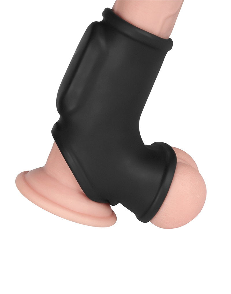 LoveToy - Silk Knights Ring - Vibrierende Penis- und Hodensackmanschette (Ø 2,8 cm) - Schwarz