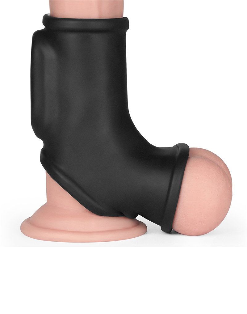 LoveToy - Silk Knights Ring - Vibrierende Penis- und Hodensackmanschette (Ø 2,8 cm) - Schwarz