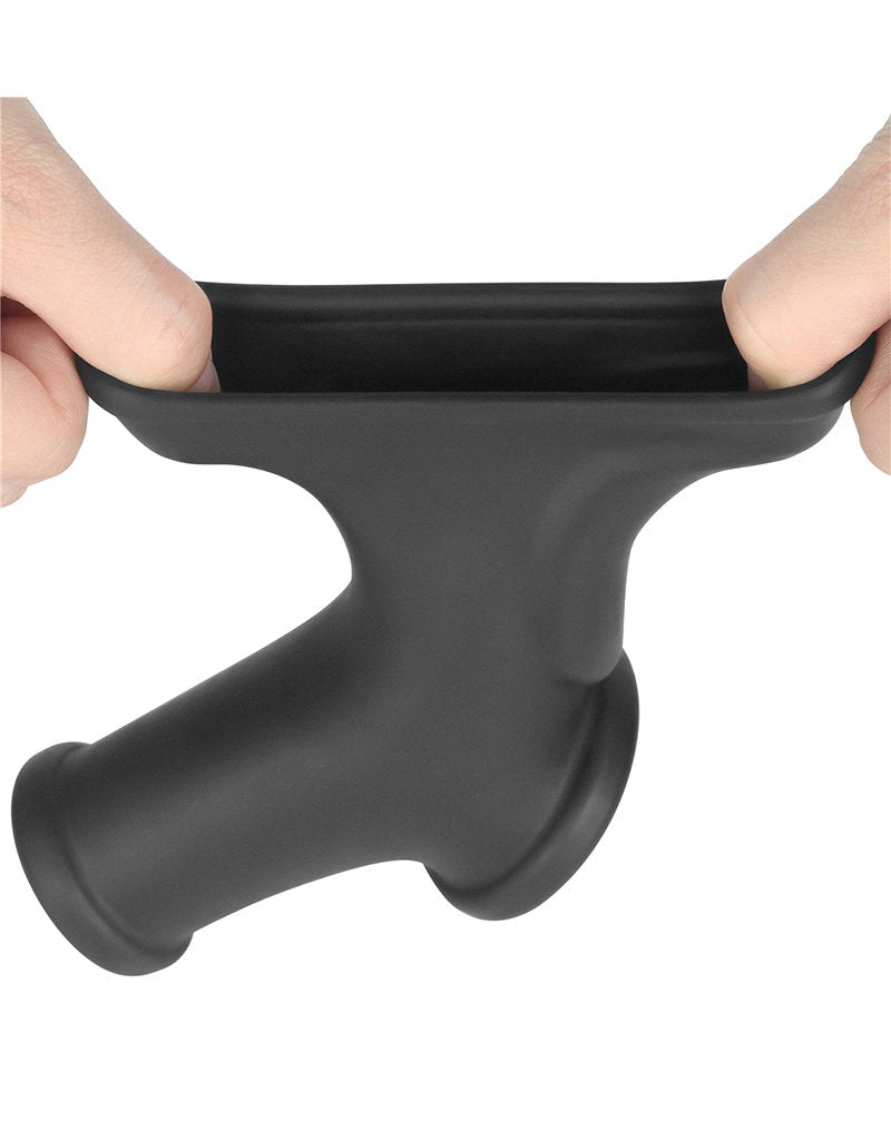 10: LoveToy - Silk Knights Ring - Vibrierende Penis- und Hodensackmanschette (Ø 2,8 cm) - Schwarz