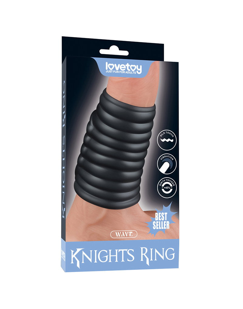 LoveToy - Wave Knights Ring - Vibrierende Penishülse (Ø 3,7 cm) - Schwarz