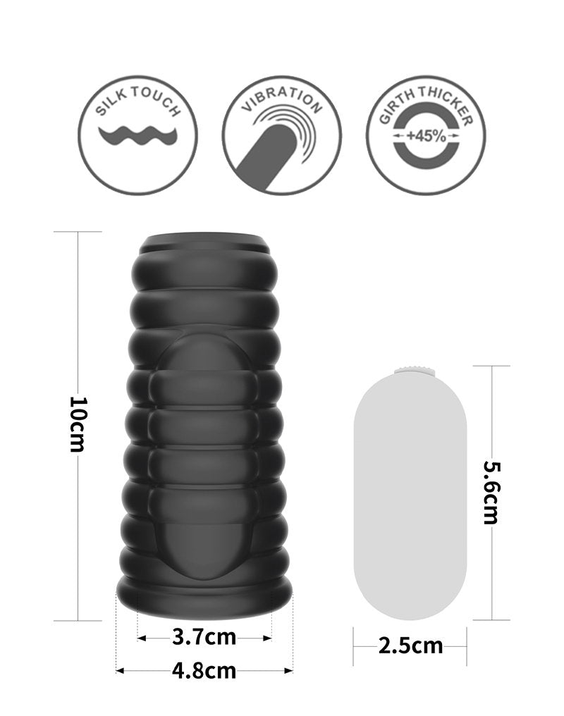 LoveToy - Wave Knights Ring - Vibrierende Penishülse (Ø 3,7 cm) - Schwarz