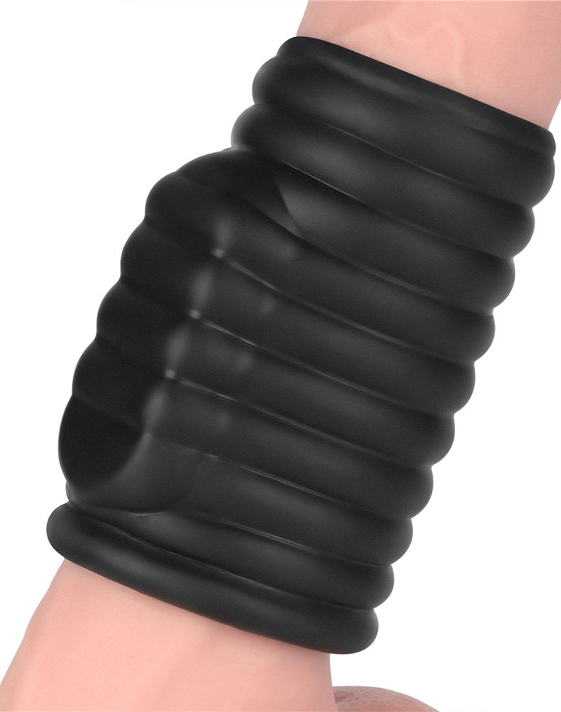 LoveToy - Wave Knights Ring - Vibrierende Penishülse (Ø 3,7 cm) - Schwarz