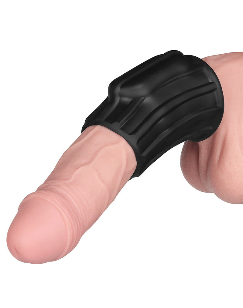 7: LoveToy - Ridge Knights Ring - Vibrierende Penishülse (Ø 3,7 cm) - Schwarz