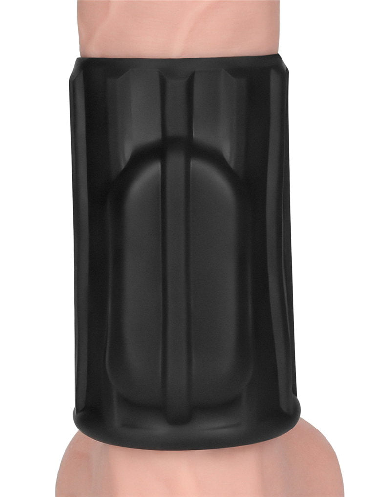 5: LoveToy - Ridge Knights Ring - Vibrierende Penishülse (Ø 3,7 cm) - Schwarz