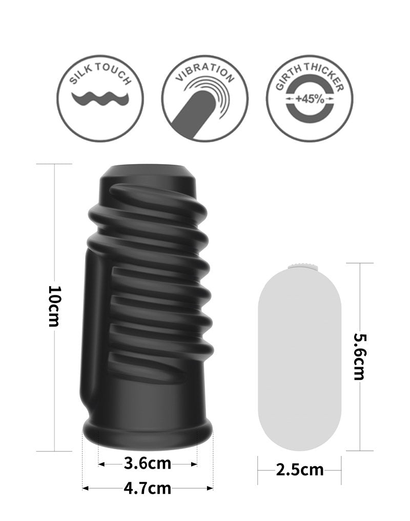 11: LoveToy - Spiral Knights Ring - Vibrierende Penishülse (Ø 3,7 cm) - Schwarz