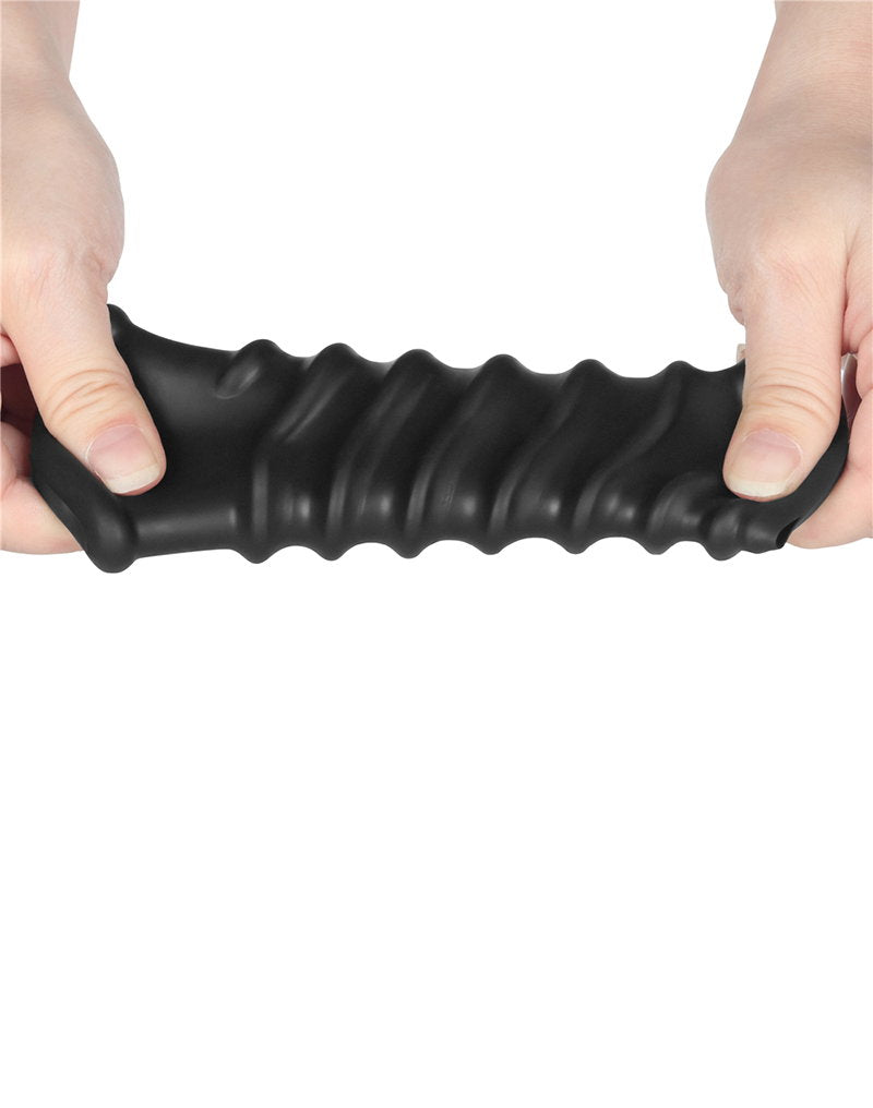 9: LoveToy - Spiral Knights Ring - Vibrierende Penishülse (Ø 3,7 cm) - Schwarz
