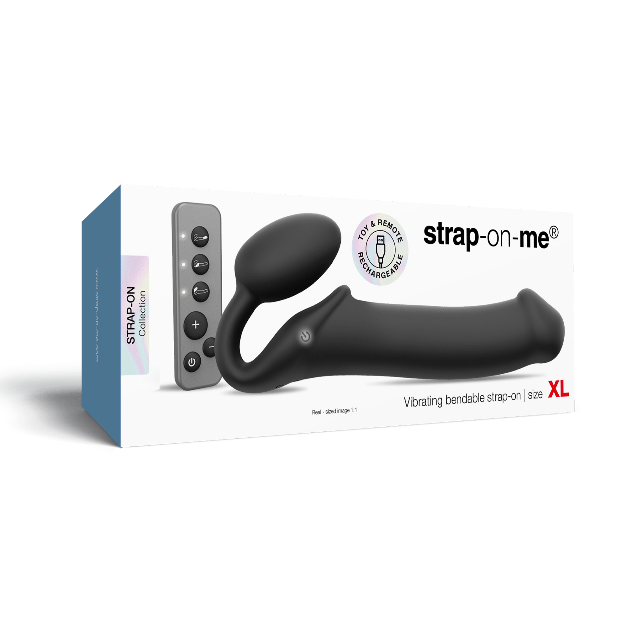 7: Strap-On-Me – Biegsamer Strap-On-Vibrator mit Fernbedienung, Größe XL – Schwarz
