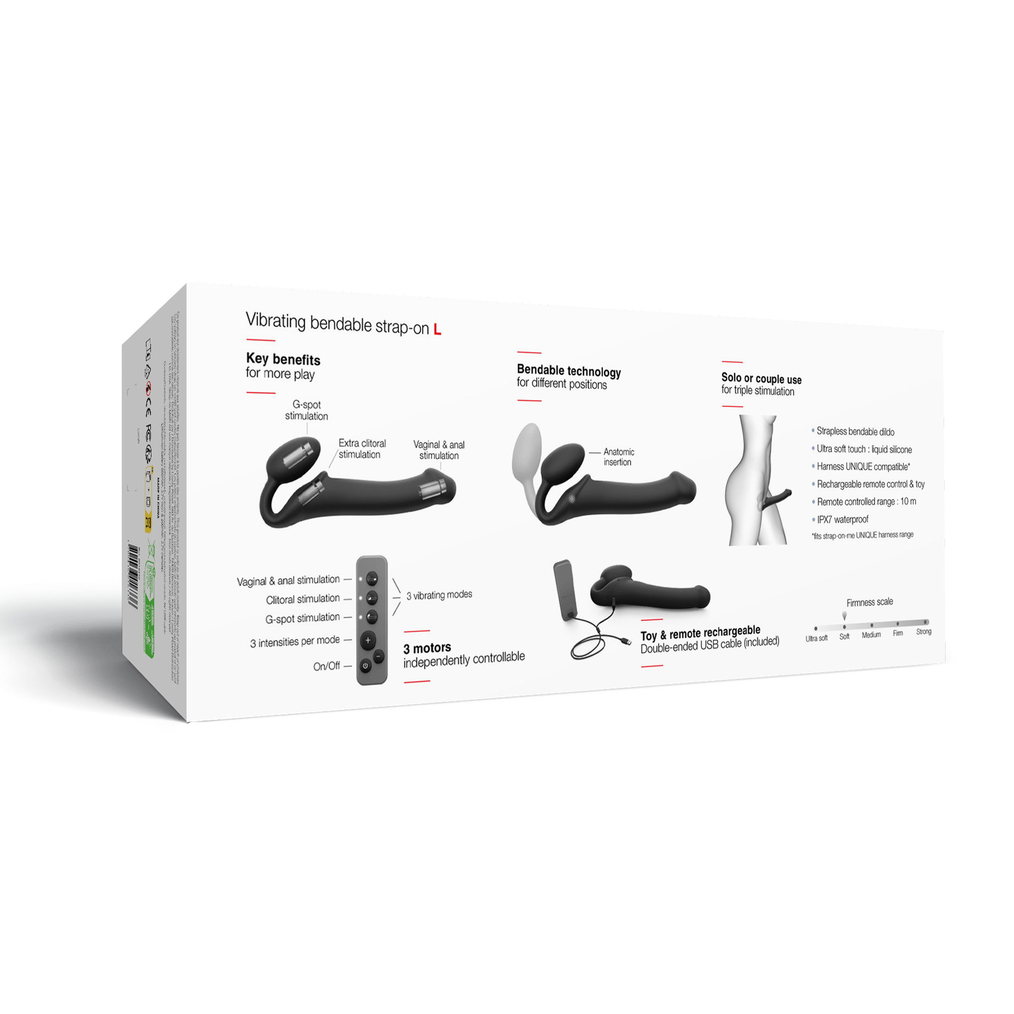 Strap-On-Me – Biegsamer Strap-On-Vibrator mit Fernbedienung, Größe XL – Schwarz