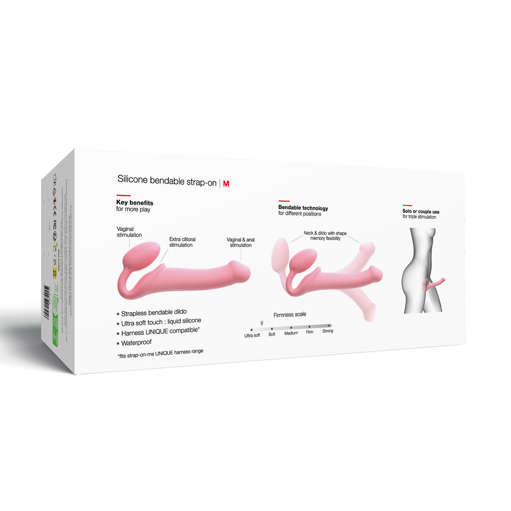 4: Strap-On-Me - Semi-Realistischer biegsamer Strap-On Dildo Größe M - Pink