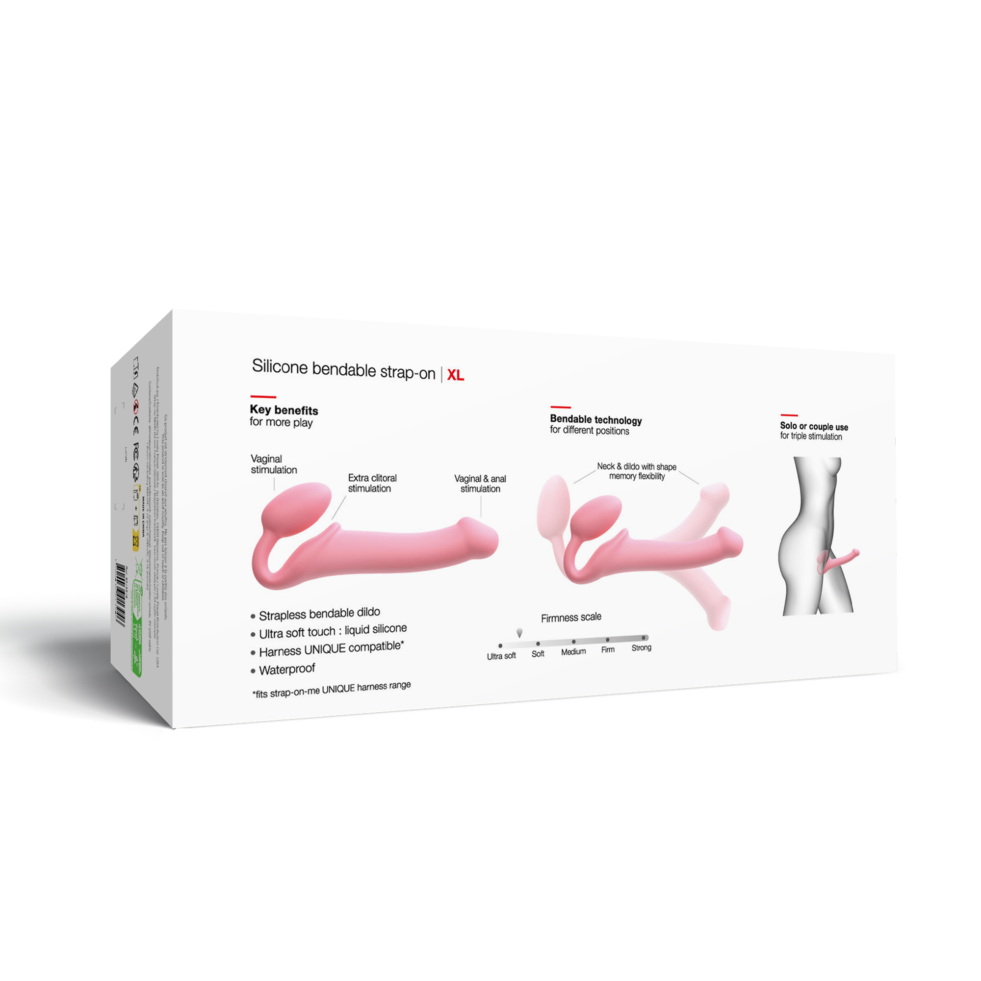 Strap-On-Me - Semi-Realistischer biegsamer Strap-On Dildo Größe XL - Pink