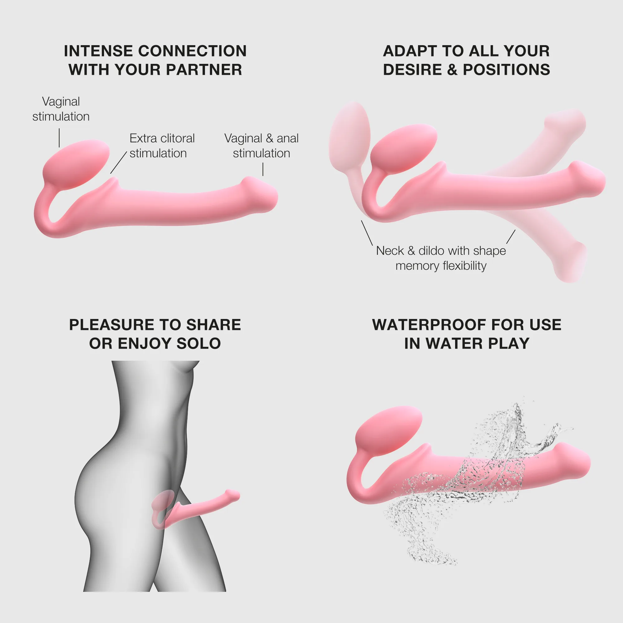 Strap-On-Me - Semi-Realistischer biegsamer Strap-On Dildo Größe XL - Pink