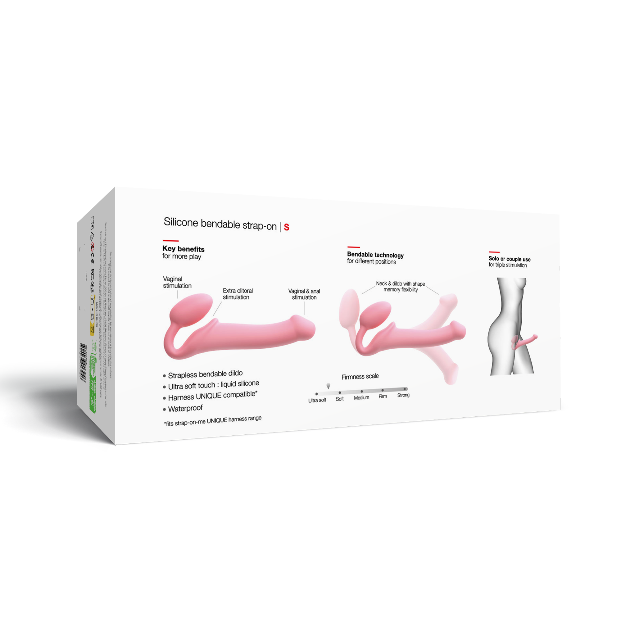 Strap-On-Me - Semi-Realistischer biegsamer Strap-On Dildo Größe S - Pink