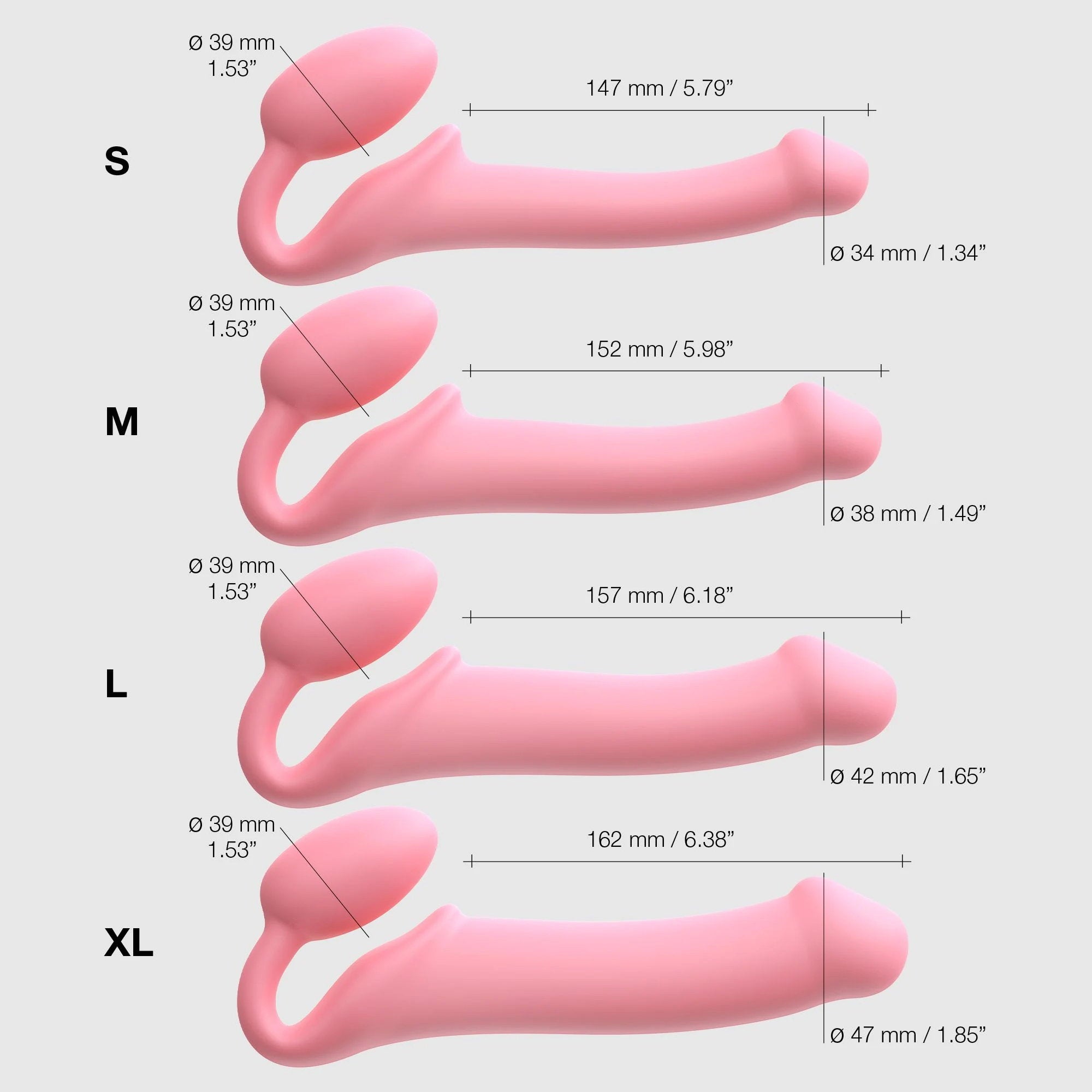 Strap-On-Me - Semi-Realistischer biegsamer Strap-On Dildo Größe S - Pink