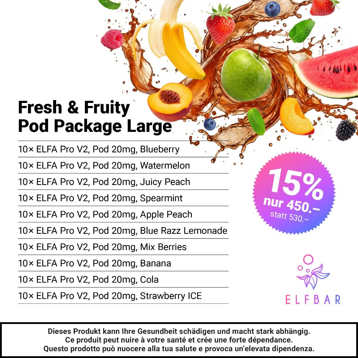 Bundle ELFA Pro fresh & fruity large 15%