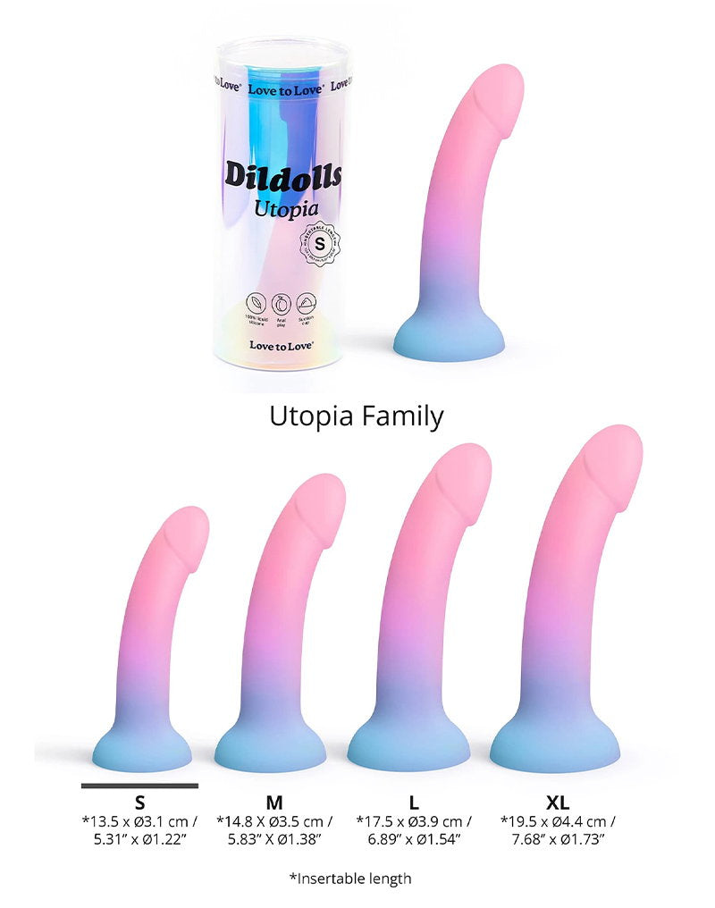 Love to Love – Utopia – Dildolls – Größe S – Rosa/Violett/Blau