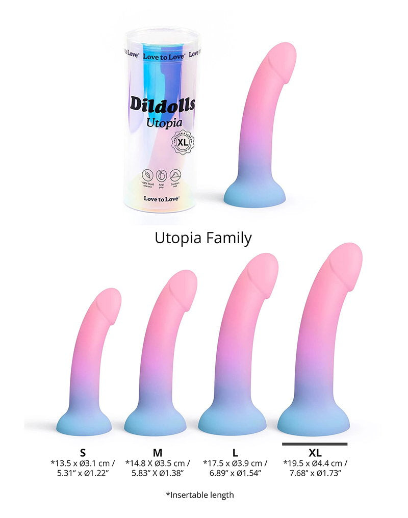 Love to Love – Utopia – Dildolls – Größe XL – Rosa/Violett/Blau