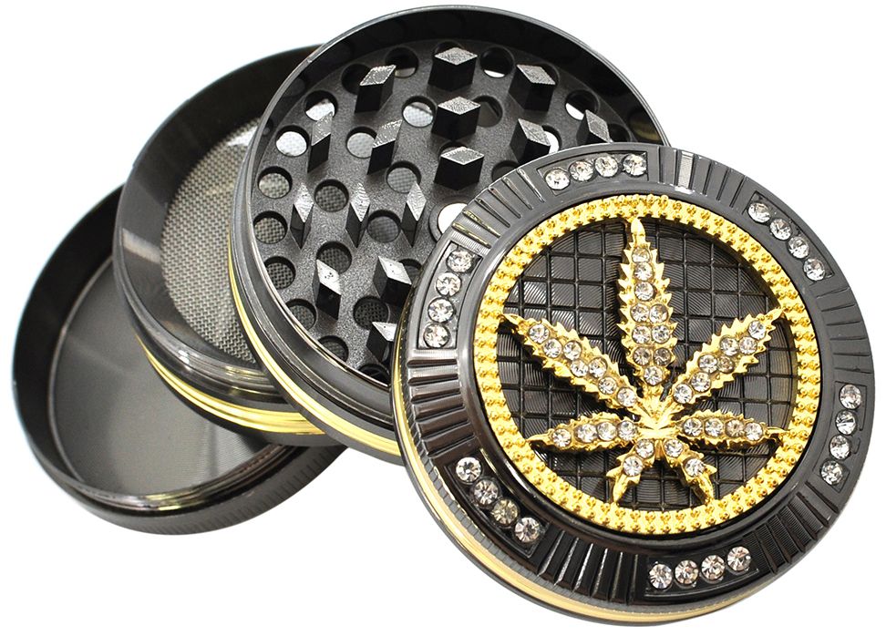 Metall Grinder Golden Leaf, 52mm, 4tlg.