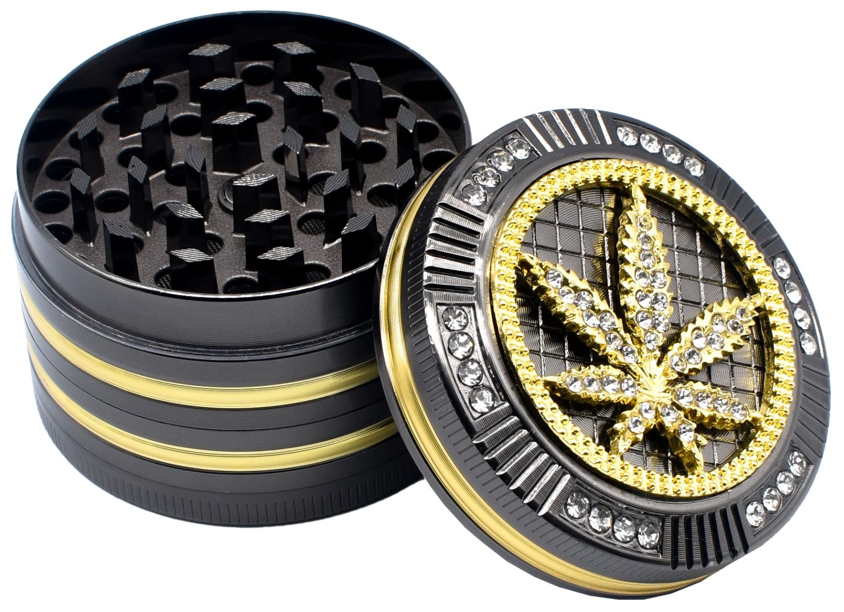 Metall Grinder Golden Leaf, 52mm, 4tlg.