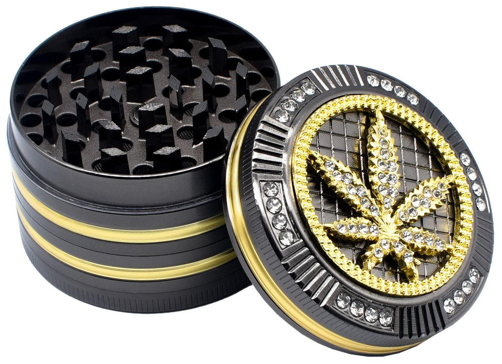 Metall Grinder Golden Leaf, 52mm, 4tlg.