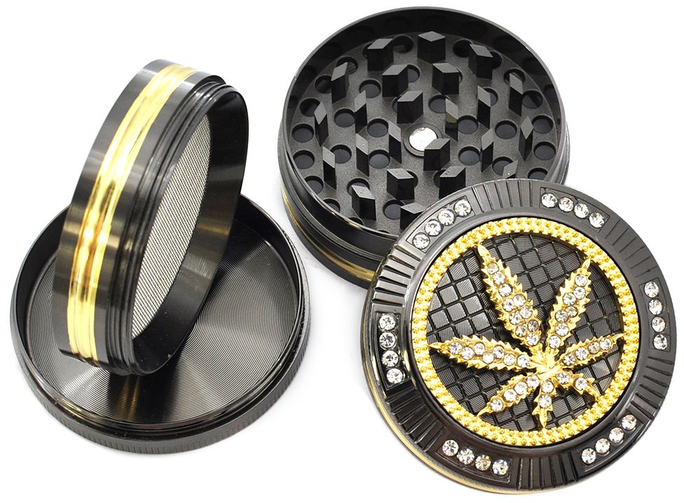 Metall Grinder Golden Leaf, 52mm, 4tlg.