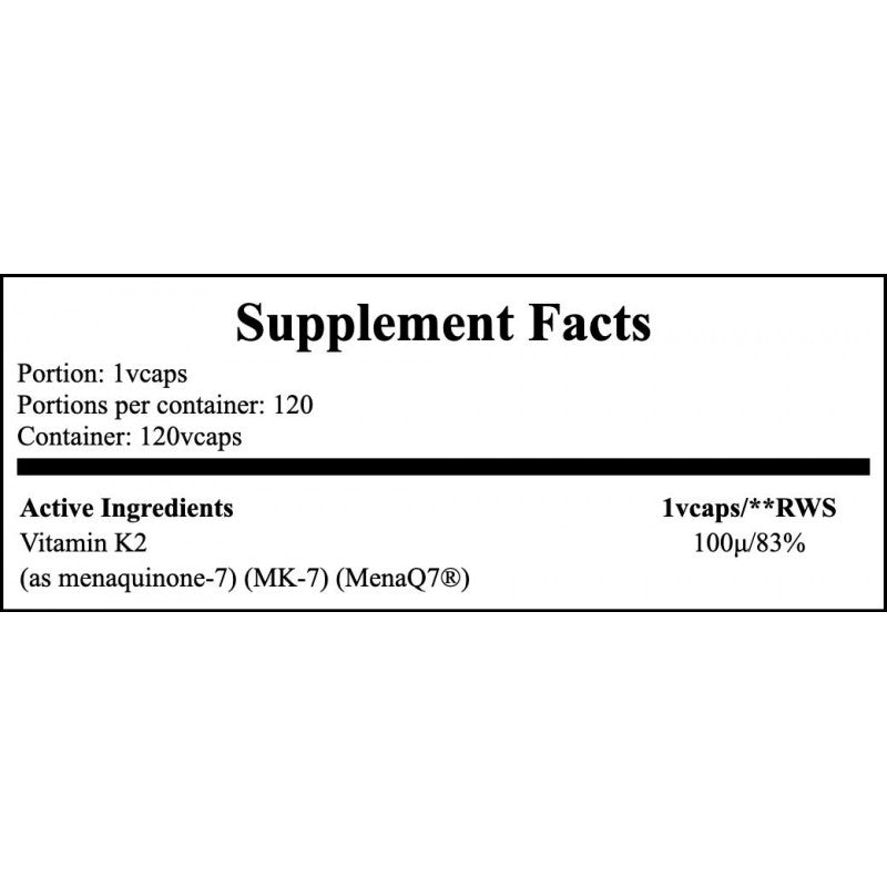 Vitamin K-2 MK7 100mcg - 120vcaps x12