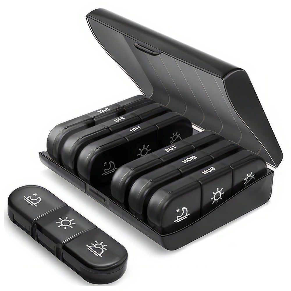 3x7 Medikamentenbox Travel, schwarz