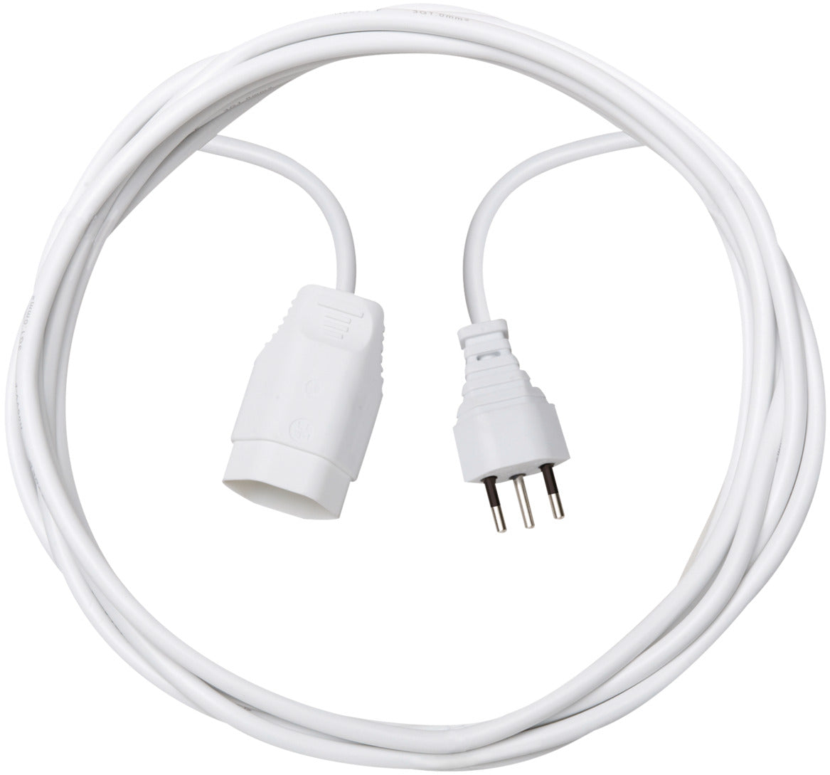 Kunststoff Verlängerungskabel, T12 Stecker, T13 Kupplung, Kabel 3m H05VV-F 3G1,0 weiss *CH* - Produktbild