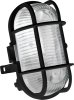 Wand- und Deckenleuchte oval mit Kunststoffgitter schwarz IP44