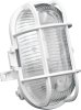 Wand- und Deckenleuchte oval mit Kunststoffgitter weiss IP44