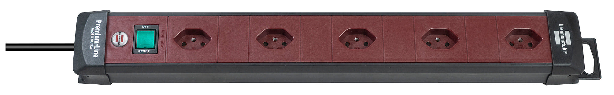 Premium-Line Technik Steckdosenleiste 5-fach schwarz/bordeaux 3m H05VV-F 3G1,5 *CH* - Produktbild