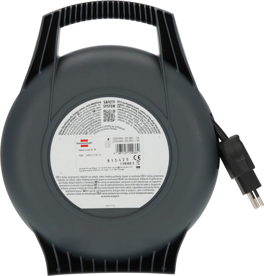 Vario Line Kabelbox 4-fach Schwarz/Lichtgrau/Schwarz 10m H05VV-F 3G1,5 *CH* - Produktansicht