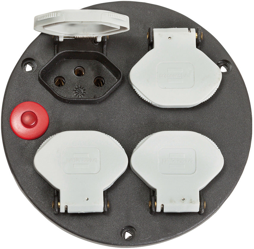 Steckdoseneinsatz-Montageplatte 4-fach IP20 mit Deckel *CH* - Produktbild