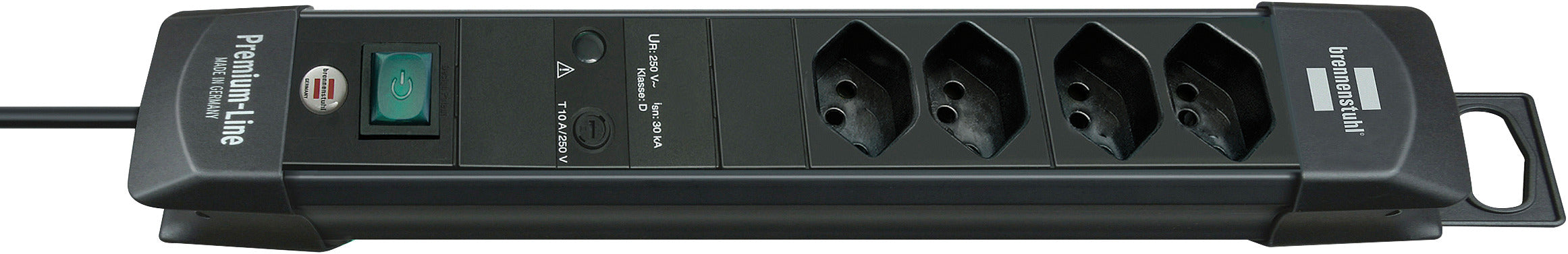 Premium-Line 60.000A Überspannungsschutz-Steckdosenleiste 4-fach schwarz 1,8m H05VV-F 3G1,0 *CH* - Produktbild