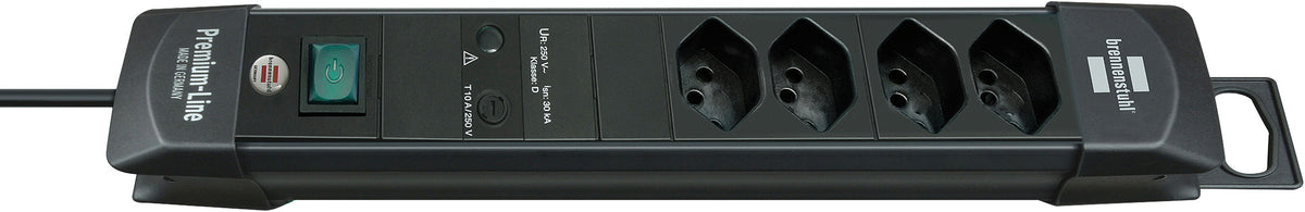 Premium-Line 60.000A Überspannungsschutz-Steckdosenleiste 4-fach schwarz 1,8m H05VV-F 3G1,0 *CH* - Produktbild