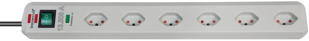 Eco-Line 13.500A Überspannungsschutz-Steckdosenleiste 6-fach lichtgrau 1,5m H05VV-F 3G1,0 *CH* - Produktbild