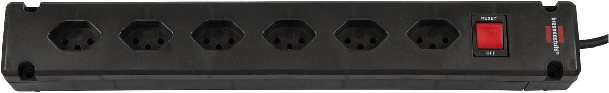 Bremounta Steckdosenleiste 6fach schwarz 3m H05VV-F, 3G1,0 mit Schalter *CH* - Produktbild