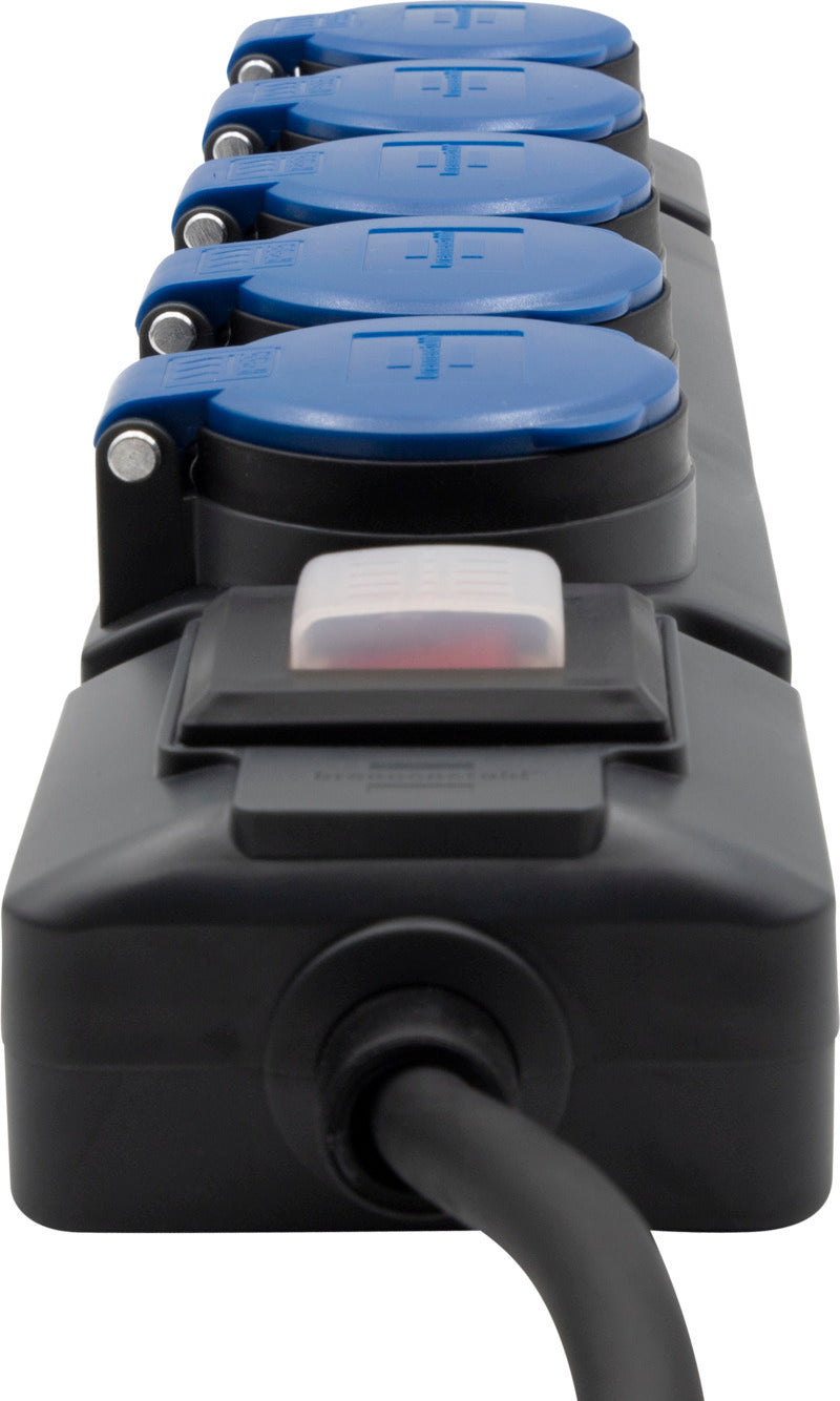 Super-Solid Steckdosenverteiler 5x T13 Steckdosen, T13 Stecker, 5m H07RN-F 3G1,5 anthrazit/blau, IP55 - Produktansicht