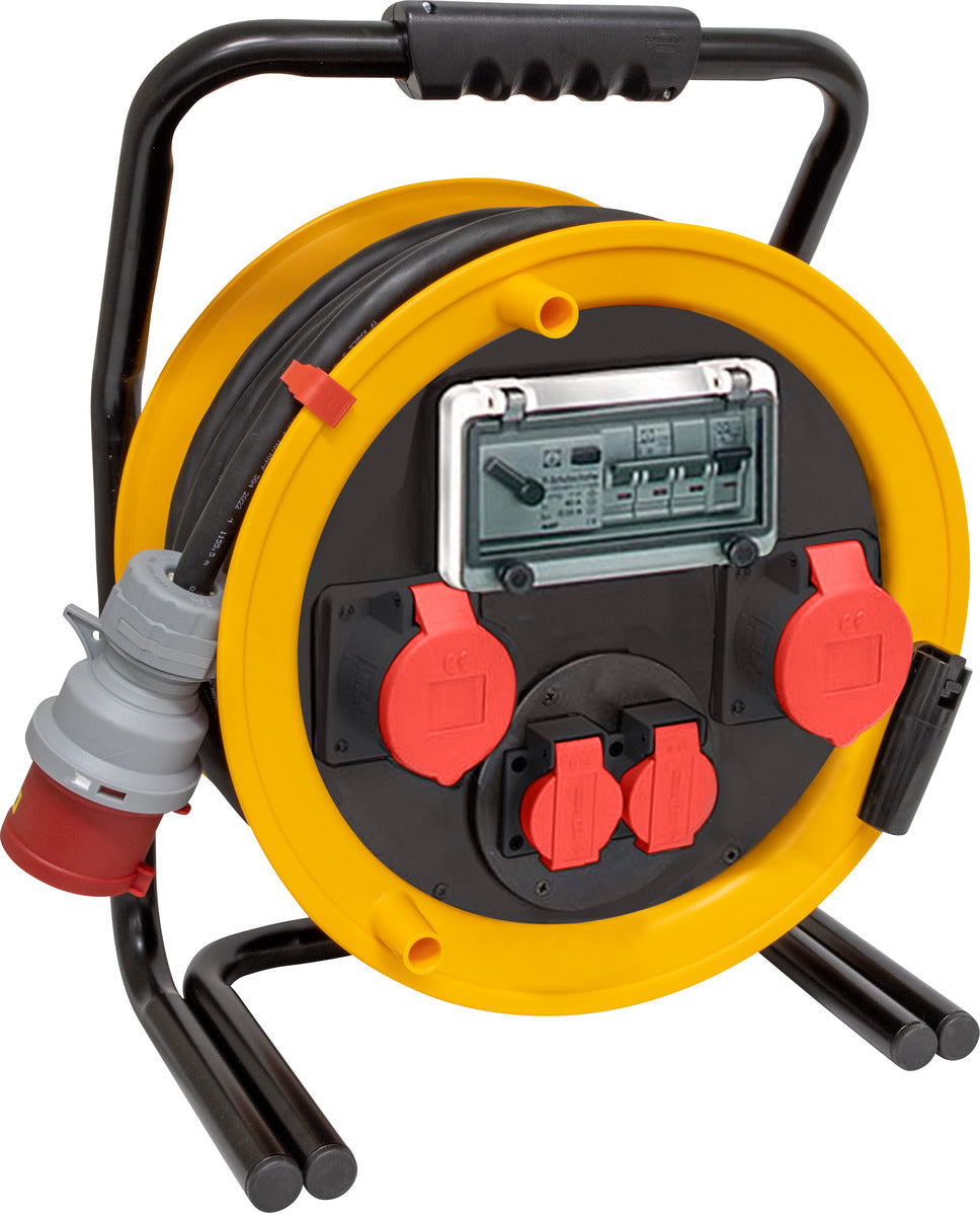 Brobusta 380 CEE-Kabelrolle für Ausseneinsatz, 2x Steckdose T25, 2x CEE Steckdose, CEE Stecker, 25m H07RN-F 5G4,0, schwarz, CH Stecksystem IP55
 - Produktbild