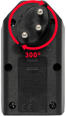 cleverLINE Abzweigstecker 2-fach schwarz, drehbar bis 300° mit Aufhänger *CH*  - Produktansicht
