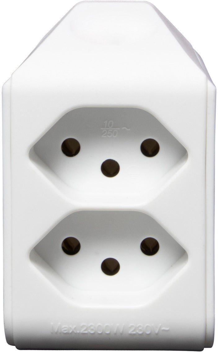 cleverLINE Abzweigstecker 2-fach weiss, drehbar bis 300° mit Aufhänger *CH*  - Produktansicht