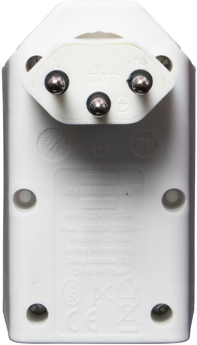 cleverLINE Abzweigstecker 2-fach weiss, drehbar bis 300° mit Aufhänger *CH*  - Produktansicht