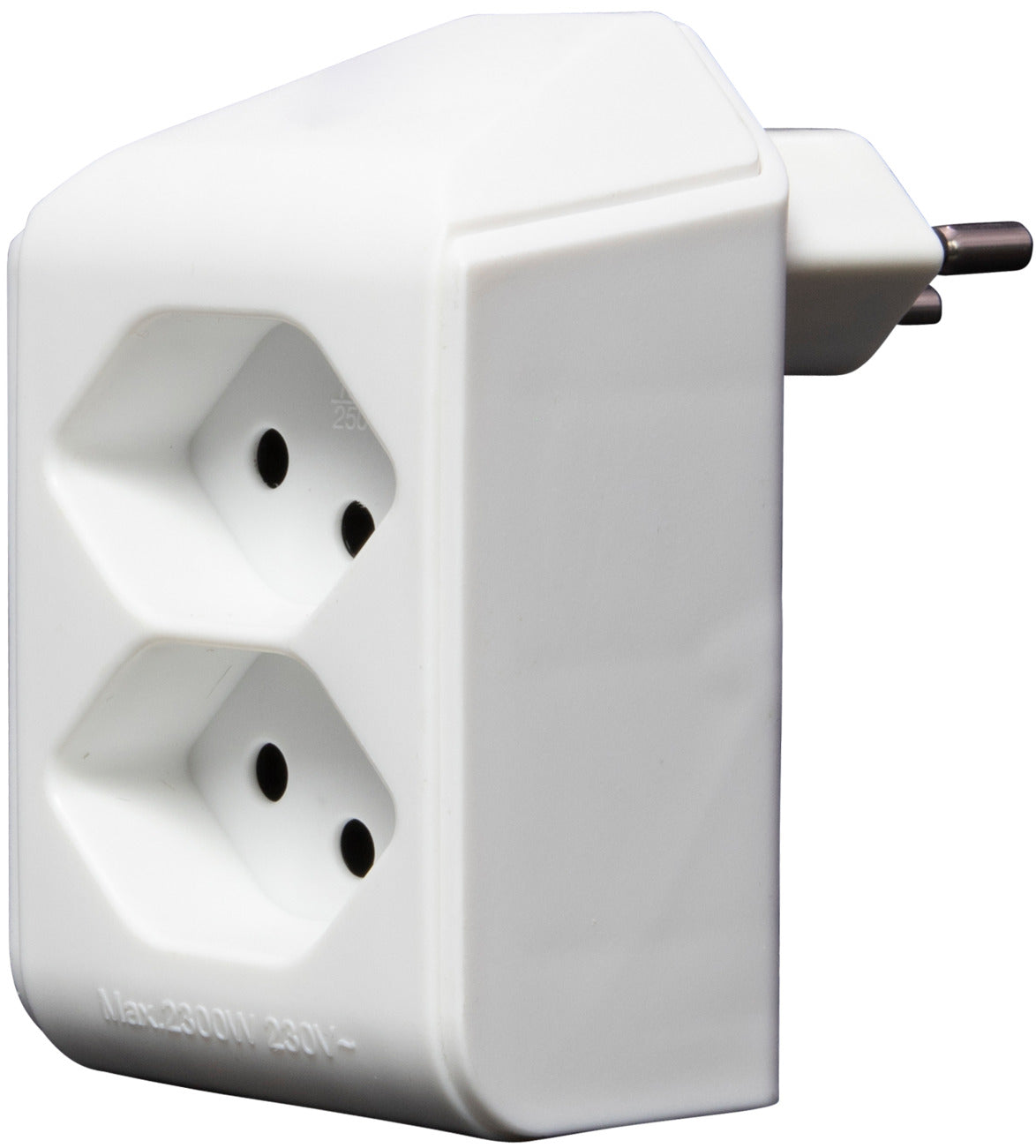 cleverLINE Abzweigstecker 2-fach weiss, drehbar bis 300° mit Aufhänger *CH*  - Produktbild