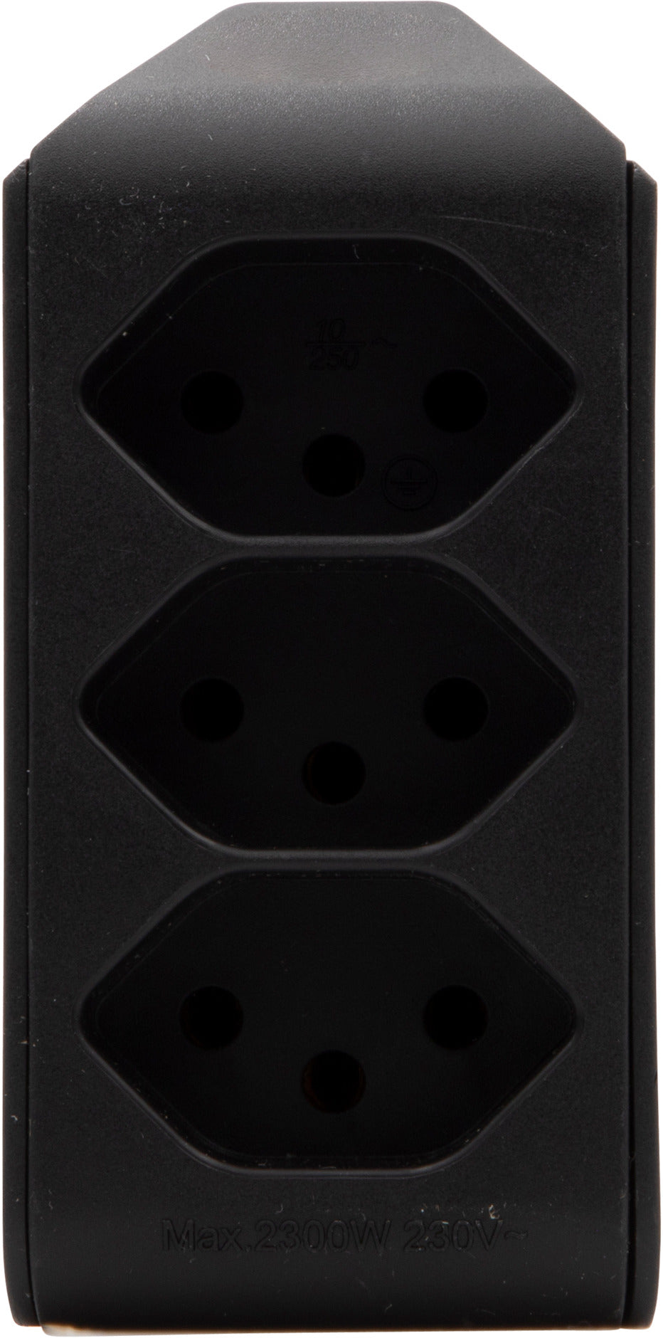 cleverLINE Abzweigstecker 3-fach schwarz, drehbar bis 300° mit Aufhänger *CH*  - Produktansicht
