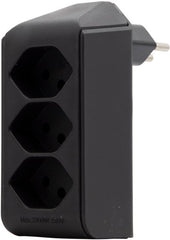 cleverLINE Abzweigstecker 3-fach schwarz, drehbar bis 300° mit Aufhänger *CH*  - Produktbild
