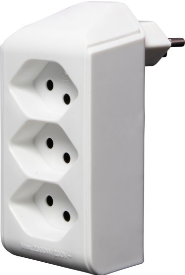 cleverLINE Abzweigstecker 3-fach weiss, drehbar bis 300° mit Aufhänger *CH*  - Produktbild