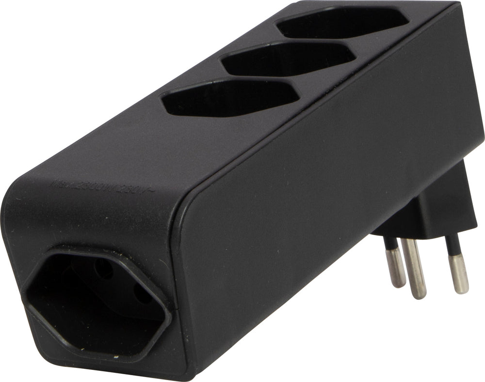 cleverLINE Abzweigstecker 3+1 fach schwarz, drehbar bis 300° mit Aufhänger *CH* 

 - Produktansicht
